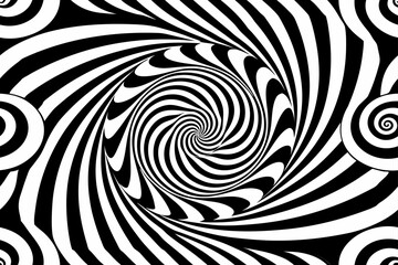 Black and White Swirling Optical Illusion Pattern abstract