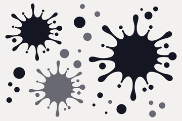 Dark ink splashes and dots splatter drop