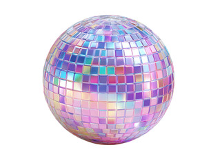 3D disco ball icon in cartoon plastic style, party and dance theme, isolated on transparent background 