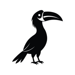 Obraz premium a hornbill bird full black silhouette vector illustration on white background