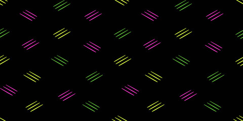 Seamless pattern. Minimalist seamless pattern with neon stripes on black background – perfect for modern textile or digital design