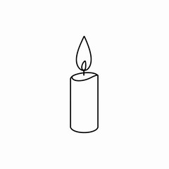 Obraz premium Simple line drawing of a candle with a flame 