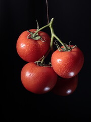 cherry tomatoes on black background