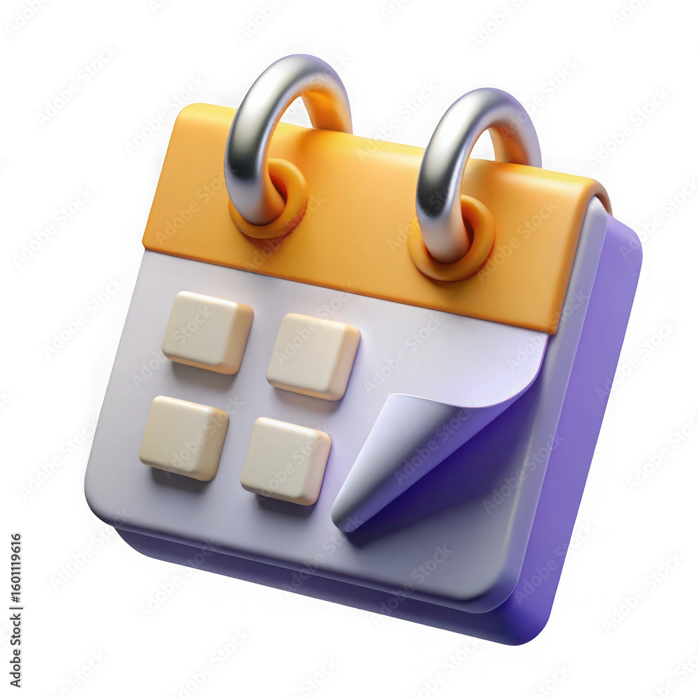 Aufkleber 3d calendar icon with page curl isolated on transparent background