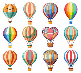 Set of hot air balloons vector
