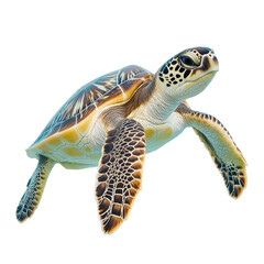 Fototapeta premium Young Swimming Turtle PNG on Transparent Background