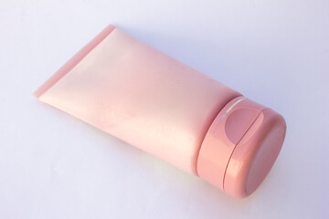 Pink Facial Cleanser Tube on isolated on white background.