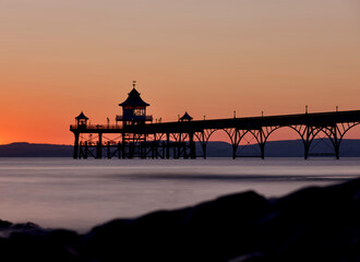 sunset on the famous Clevedon pier in England