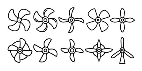 Boat propellers vector icons set