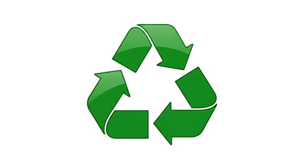 Obraz premium A green recycling symbol with three arrows pointing in a continuous circular motion on white background ai generated