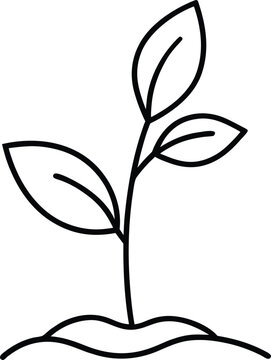 black outline plant growing from soil clip art preview