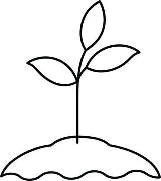 black outline plant growing from soil clip art preview