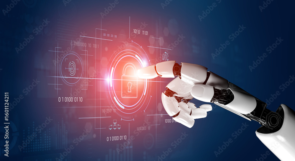 Poster ai securing digital access through biometric authentication, protecting identity, monitoring threats