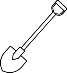 Naklejka premium shovel icon line art vector illustration on transparent background 