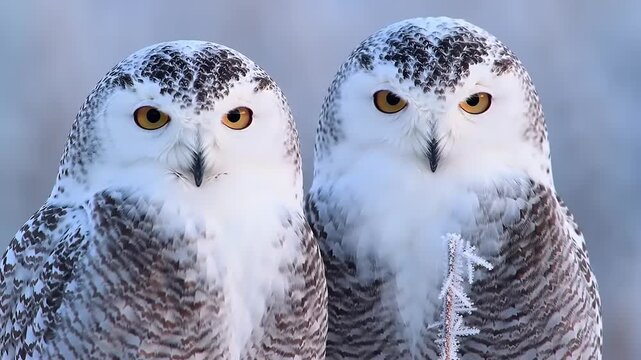 Snowy Owls Winter Portrait.