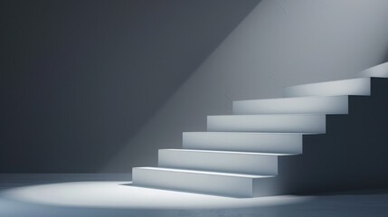 Illuminated staircase leading upward in dramatic light