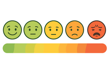 Comprehensive Pain Level Assessment Scale, Visual Facial Expression Chart. Medical Healthcare Survey, Green to Red Spectrum, Emotions Infographic. Patient Self-Reporting Tool, Transparent Background.
