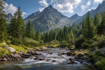 Breathtaking mountain landscapes showcasing a tranquil river winding through vibrant green forests for nature lovers and outdoor adventurers seeking serene escapes