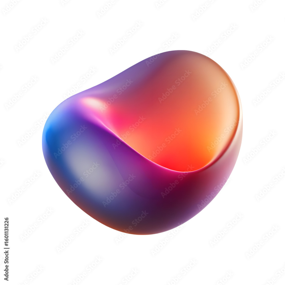 Aufkleber abstract fluid blob with iridescent colors isolated on transparent background
