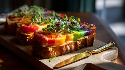 A thick slice of artisanal sourdough toast