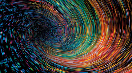 Fototapeta premium Abstract cosmic spiral of vibrant colors against a dark background