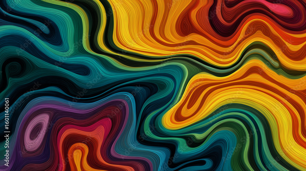 Poster vibrant fluid lines creating an abstract colorful artistic texture