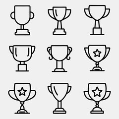 Collection of some simple trophy icons in outline style.