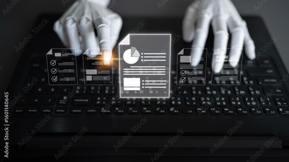 Poster ai artificial intelligence manages documents with virtual assistant filing, secure cloud access, and