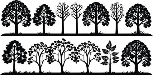 silhouette tree set