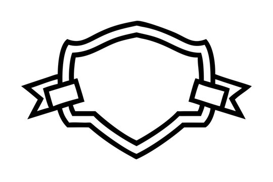 Downloadable vector shield with ribbon banner template for logo and design needs