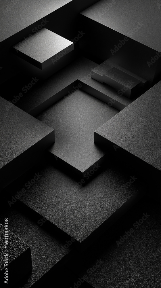 Poster monochromatic abstract composition with geometric forms and subtle lighting
