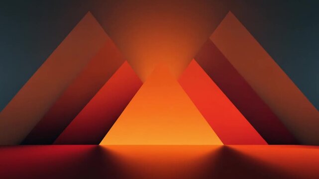 Abstract geometry uses triangles, gradients, and dark colors for a modern feel