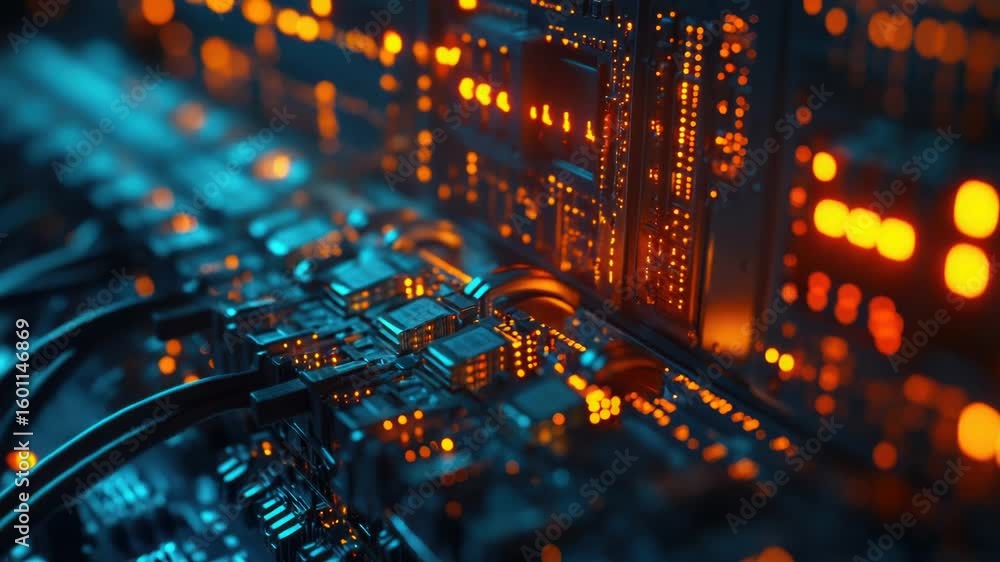 Aufkleber a detailed view of a circuit board with wires and components