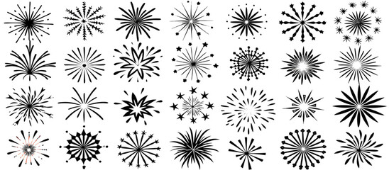 30 Burst Shapes: Black & White Starburst Vector Graphics