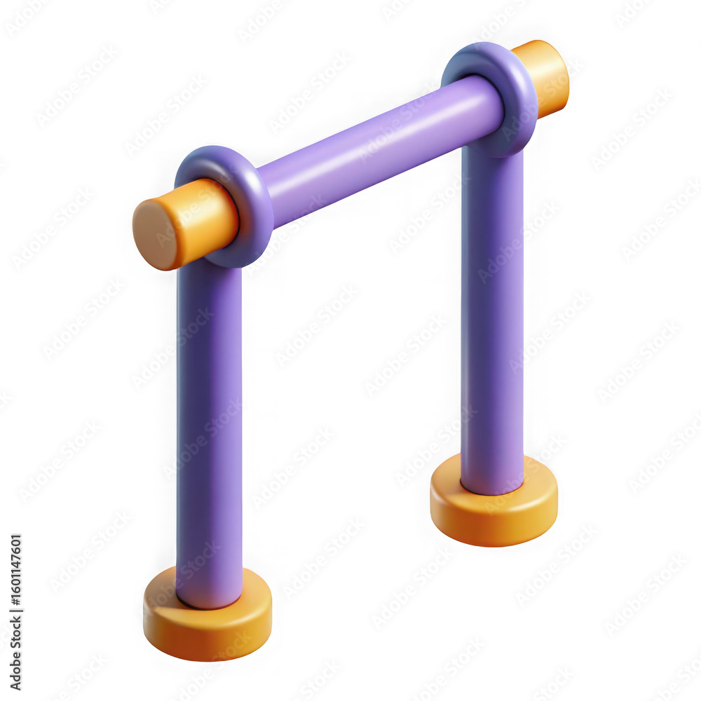 Poster 3d render of a purple and orange abstract geometric structure isolated on transparent background