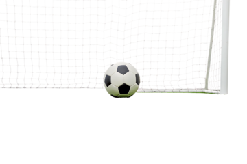 Soccer ball in front of net isolated on a transparent background football goal net