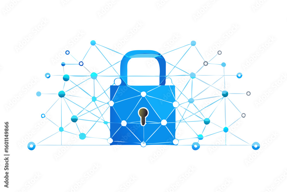 Poster digital padlock secured by a global network of interconnected nodes