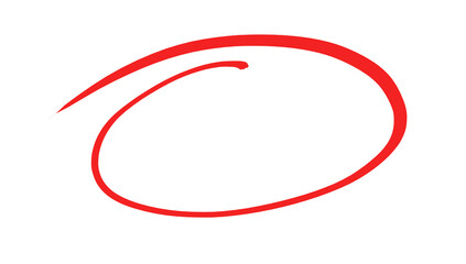 Doodle red circle brush stroke marker highlighter isolated on transparent background
