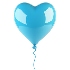 3d rendering icon blue heart balloon illustration PNG. cartoon minimal style colorful heart shape balloon on transparent isolated background.