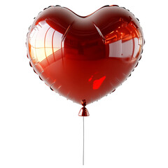 3d rendering icon red heart balloon illustration PNG. cartoon minimal style colorful heart shape balloon on transparent isolated background.