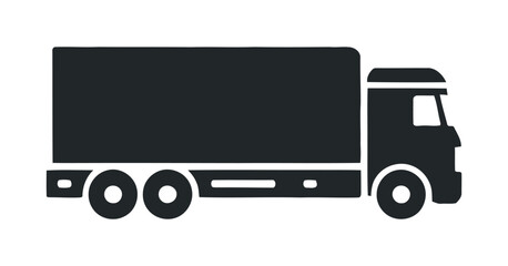 Silhouette of a Delivery Truck on White Background Illustrating Transportation Logistics and Freight Services, Ideal for Supply Chain Management and Commercial Vehicle Concepts