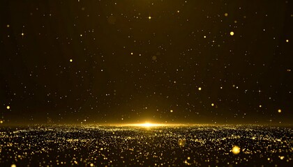 Golden glittering particles on dark background