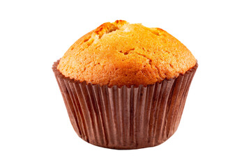 a muffin is sitting on a white surface