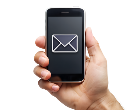 hand holding mobile phone isolated on white background. PNG Transparent file type with high definition quality And vibrant color grading Available. - Powered by Adobe