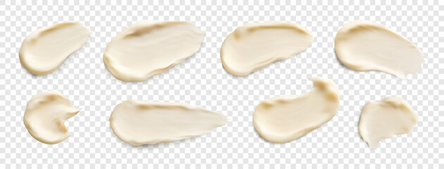 Collection of Realistic Cream Smudges and Smears on Transparent Background