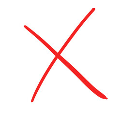 Doodle red cross brush stroke marker highlighter isolated on transparent background