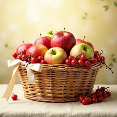 Basket of fresh ripe apples