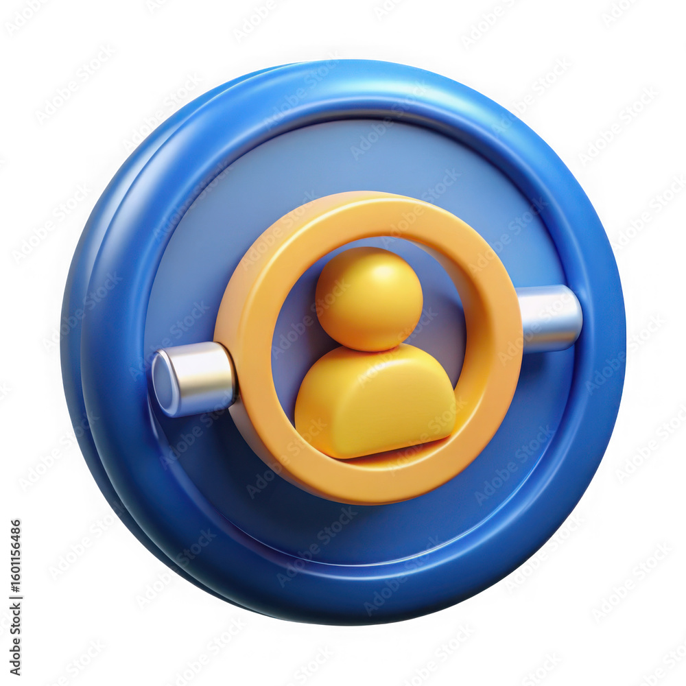 Poster stylized 3d user profile icon with a person symbol inside a circular frame isolated on transparent b