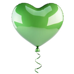 3d rendering icon green heart balloon illustration PNG. cartoon minimal style colorful heart shape balloon on transparent isolated background.