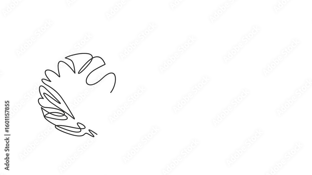 Poster animated self drawing of continuous line draw chaos and heart concept. metaphor of disorganized diff